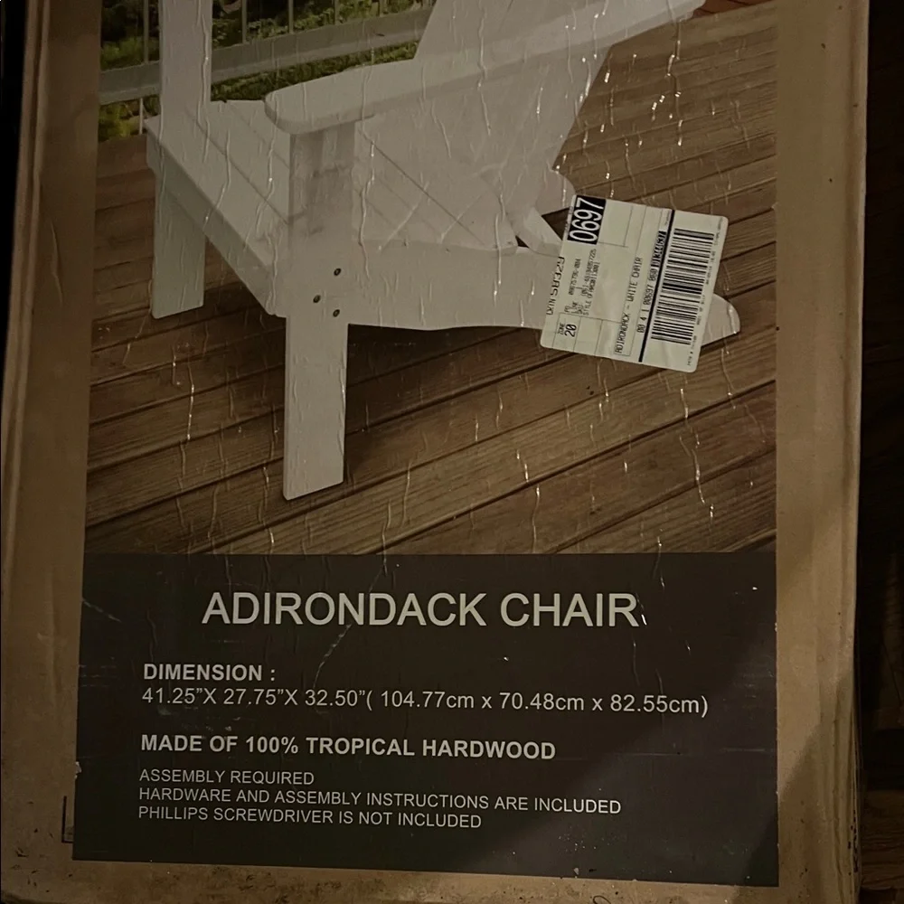 Adirondack Chair - White Hardwood Outdoor Accent - Picture 6 of 8